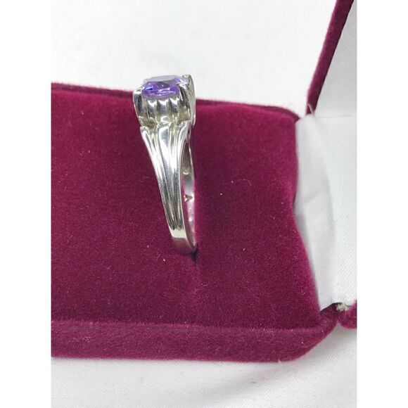 Art Deco Style 925 Purple Stone Ring Size 9 - Picture 12 of 14